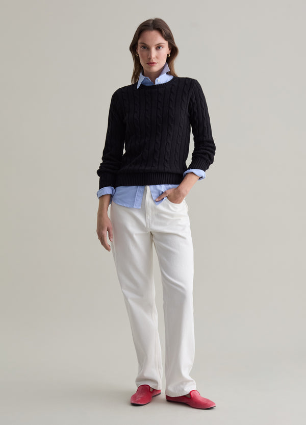 Ovs Ribbed Pullover With Cable-Knit Design