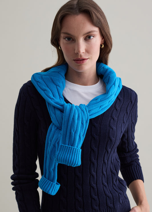 Cable-Knit Pullover With V Neck
