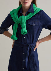 Long Shirt Dress In Denim With Belt