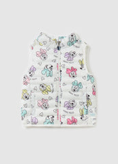 Ovs Padded Gilet With Minnie Mouse Print