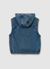 Ovs Full-Zip Denim Gilet With Hood
