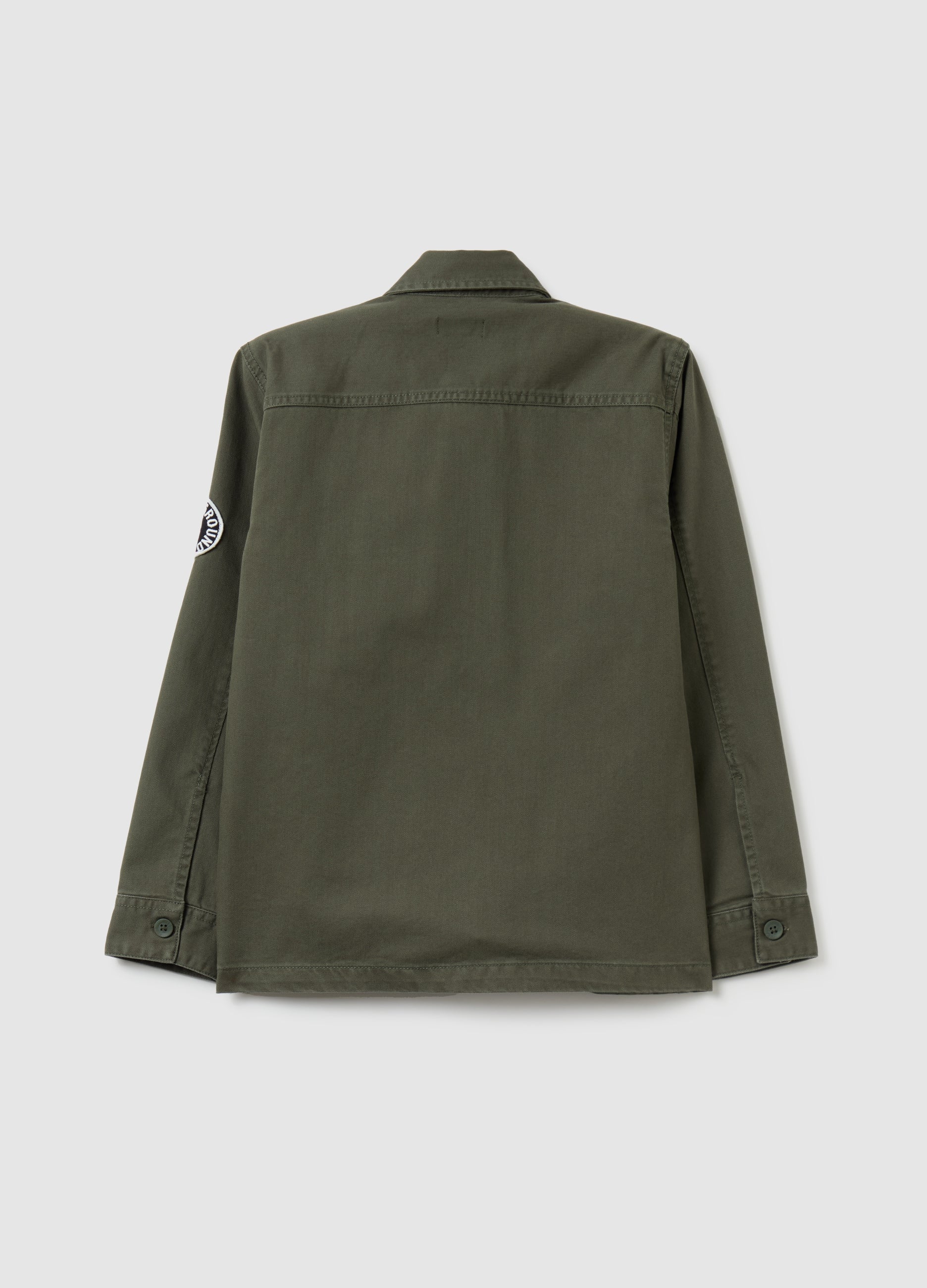 Ovs Cotton Twill Shacket With Patch