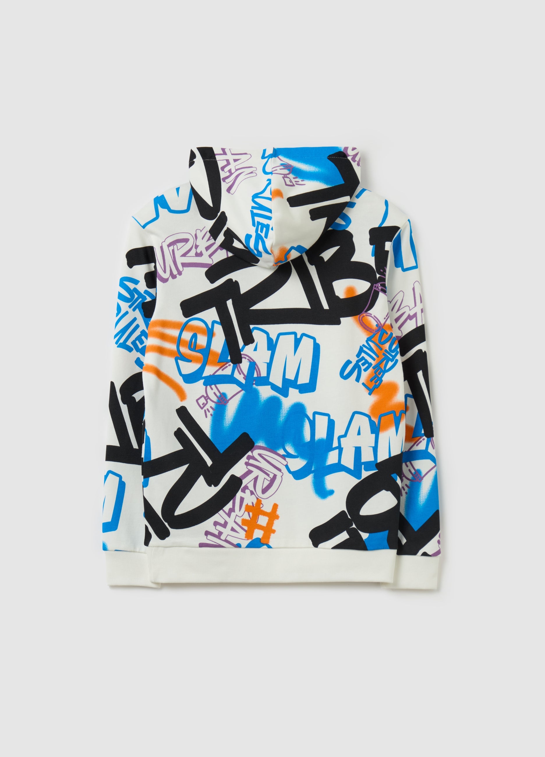 Ovs French Terry Sweatshirt With Hood And Print
