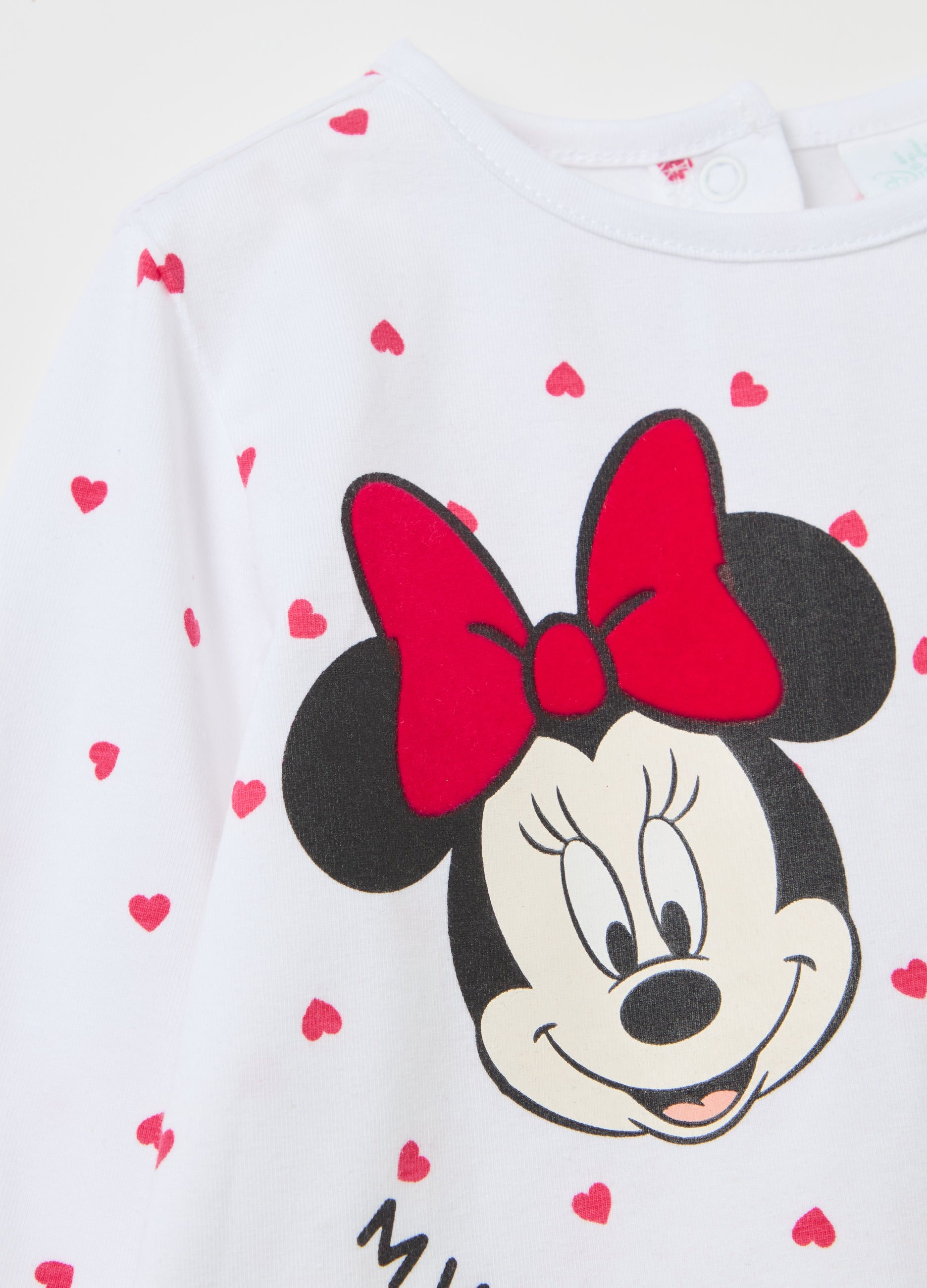 Long-Sleeved T-Shirt With Minnie And Mickey Mouse Print
