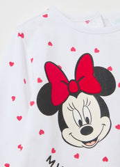 Long-Sleeved T-Shirt With Minnie And Mickey Mouse Print