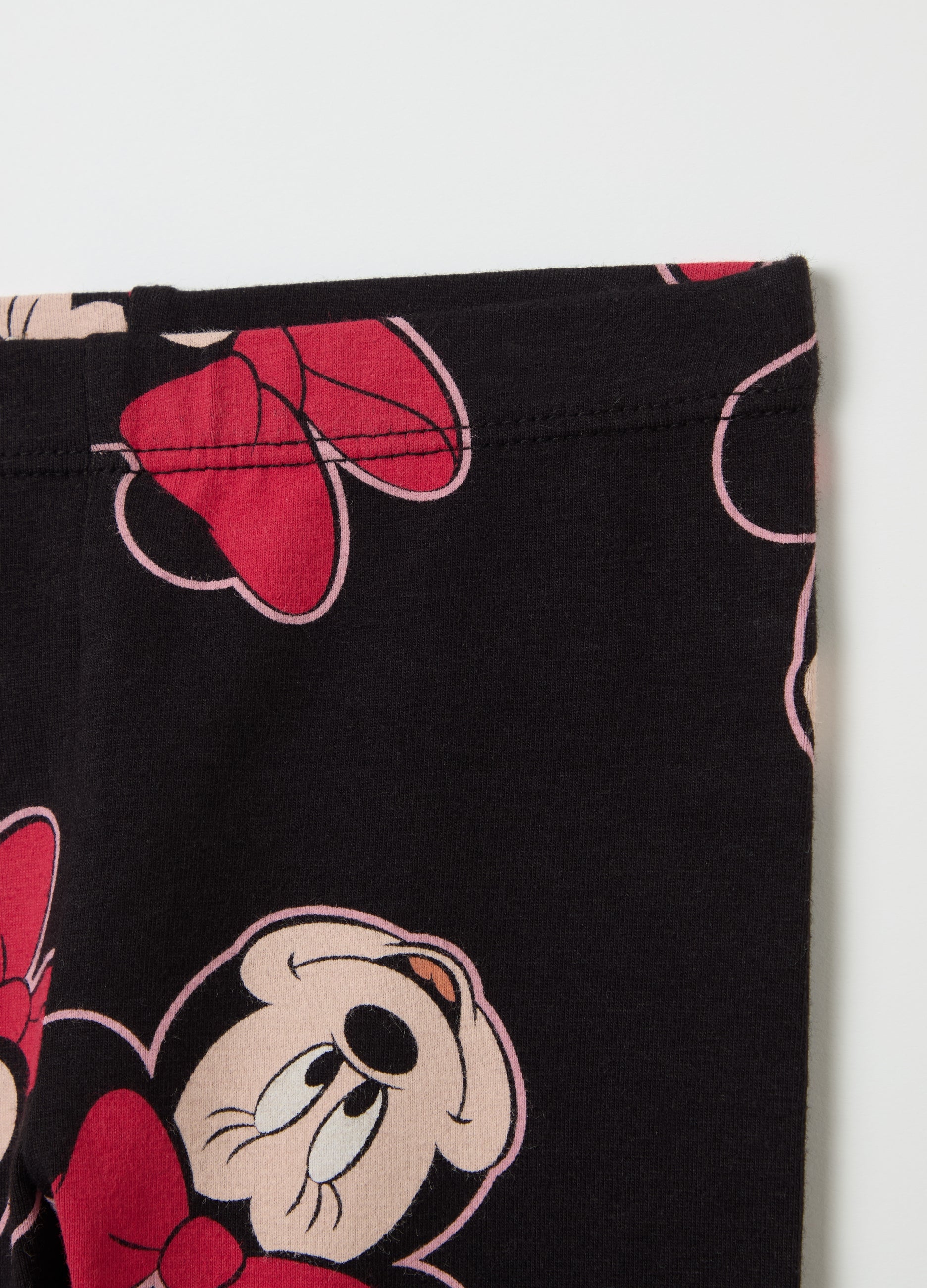 Stretch Cotton Leggings With Minnie Mouse Print