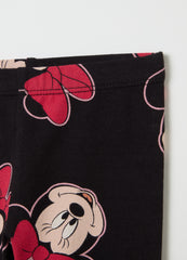Stretch Cotton Leggings With Minnie Mouse Print