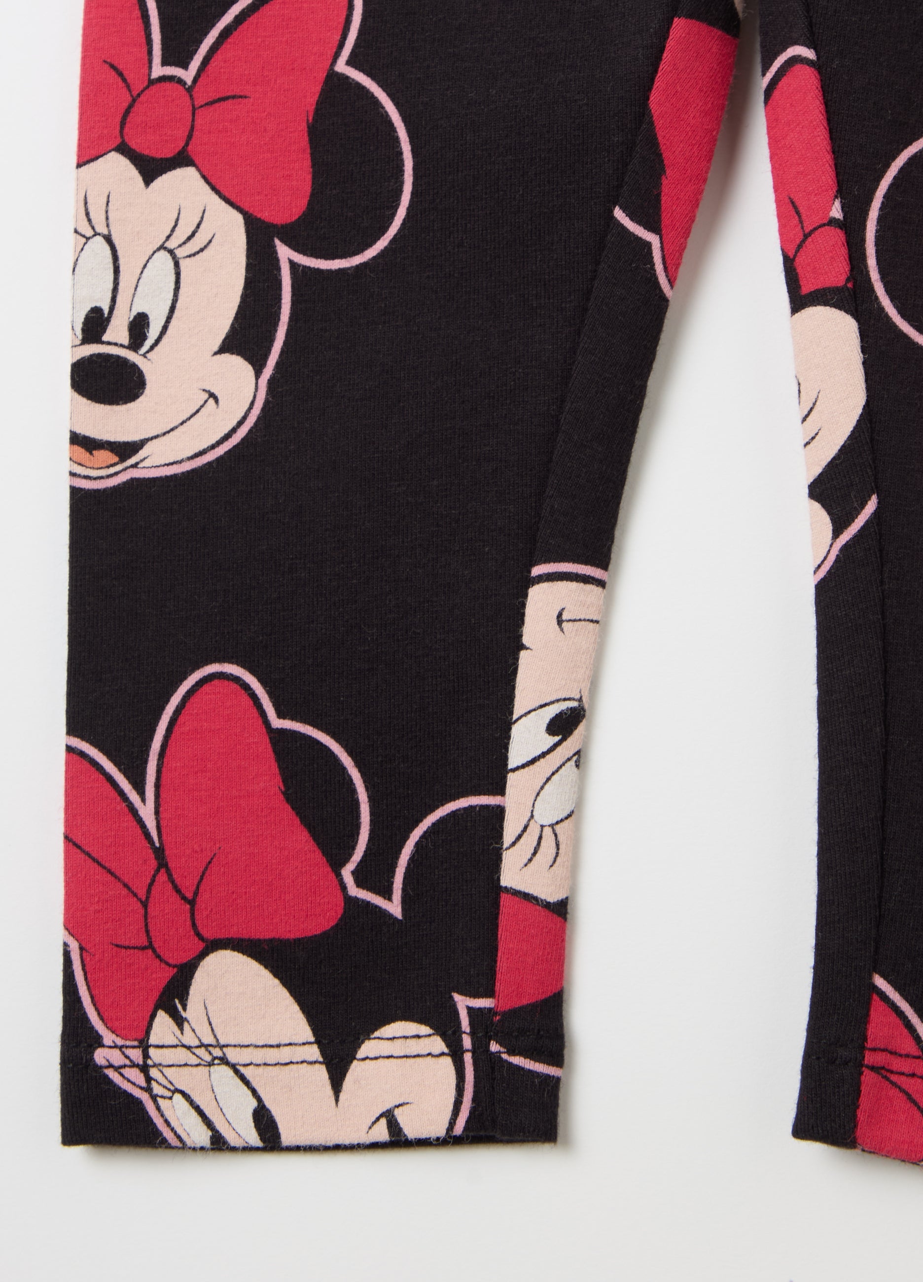 Stretch Cotton Leggings With Minnie Mouse Print