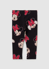Stretch Cotton Leggings With Minnie Mouse Print