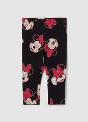 Stretch Cotton Leggings With Minnie Mouse Print