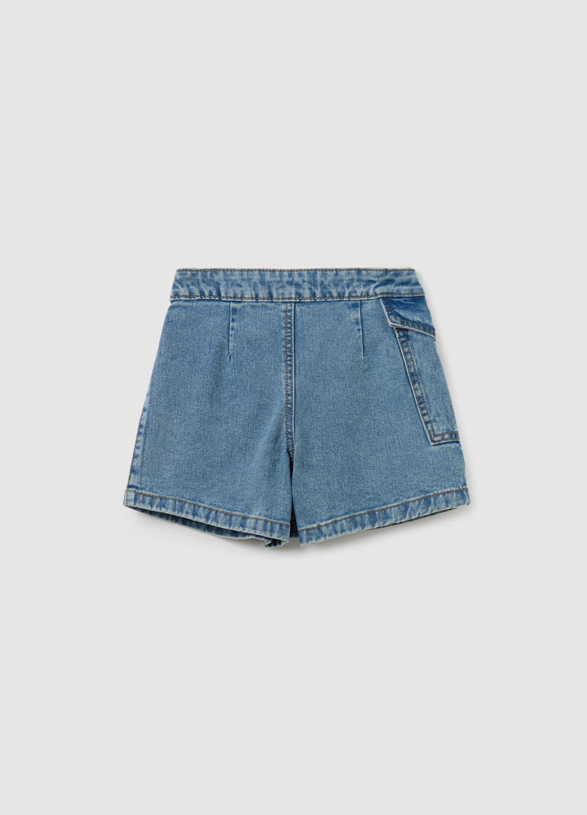 Cargo Skort In Denim With Darts