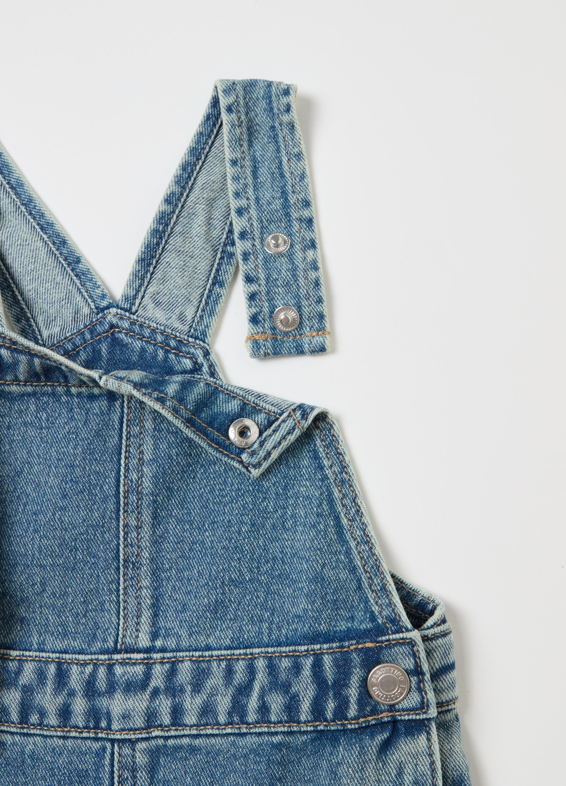 Ovs Denim Dungarees With Abrasions