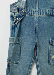Ovs Denim Dungarees With Abrasions