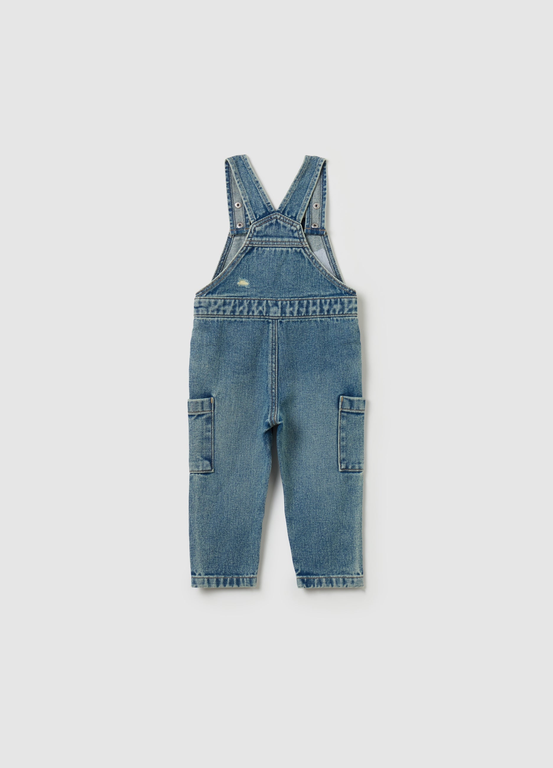 Ovs Denim Dungarees With Abrasions