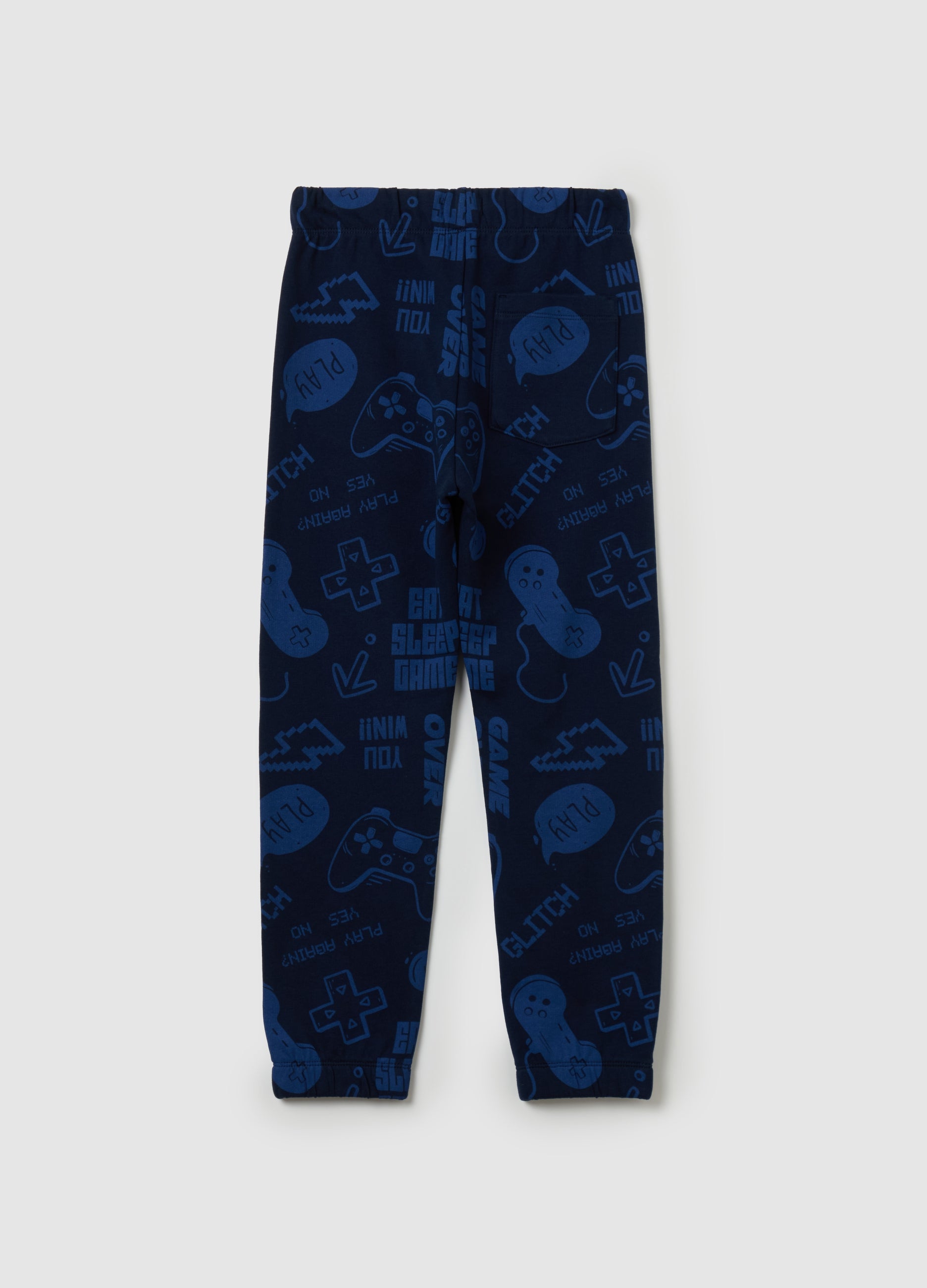 Ovs Fleece Joggers With Drawstring And Print