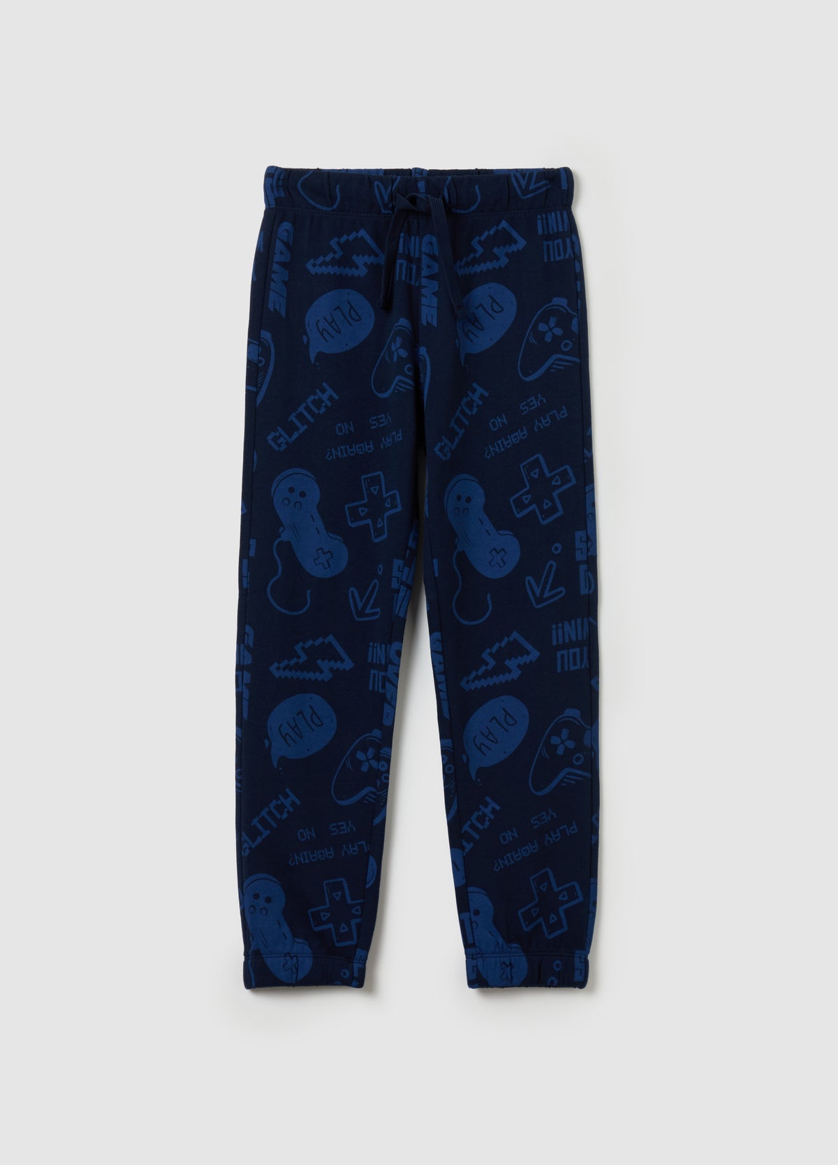 Ovs Fleece Joggers With Drawstring And Print