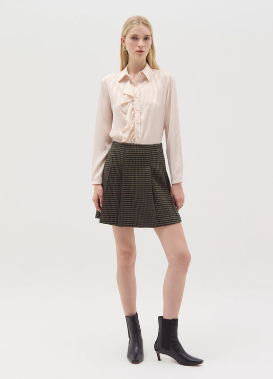 Satin Shirt With Stripes And Flounce