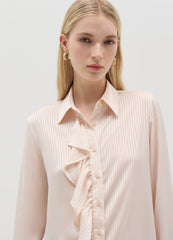 Satin Shirt With Stripes And Flounce