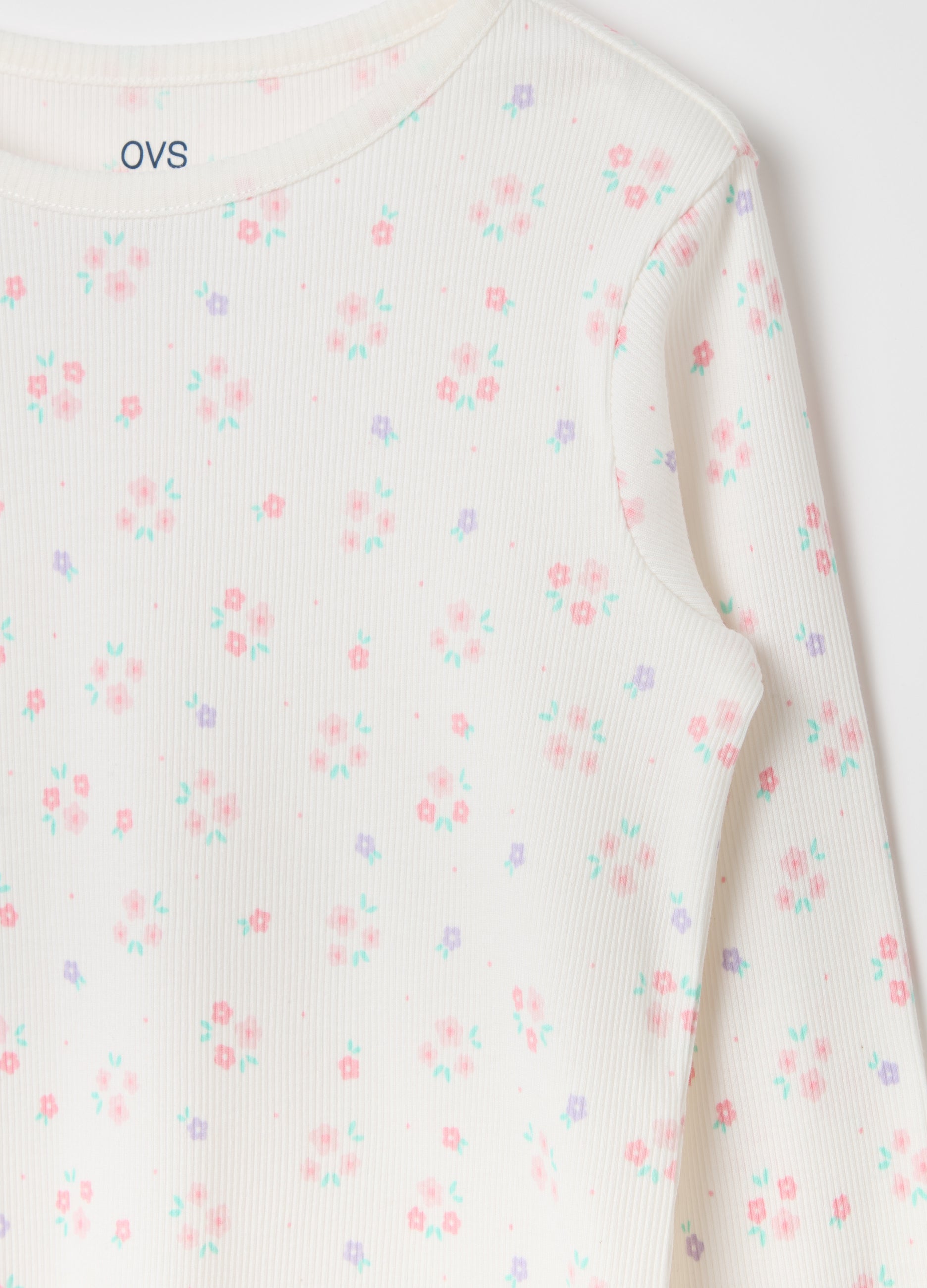 Ribbed Floral Pyjamas In Organic Cotton