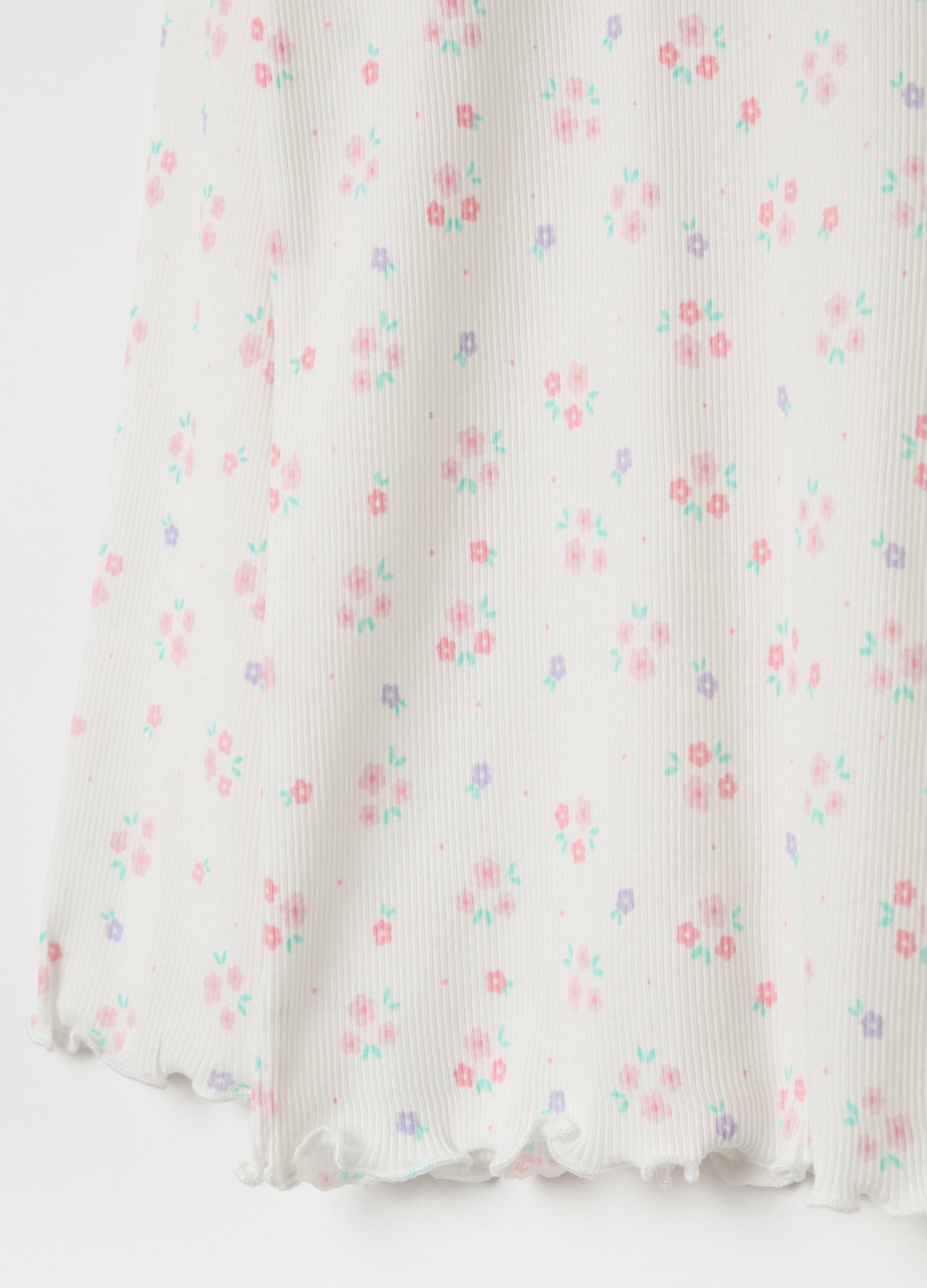 Ribbed Floral Pyjamas In Organic Cotton