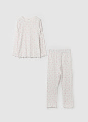 Ribbed Floral Pyjamas In Organic Cotton