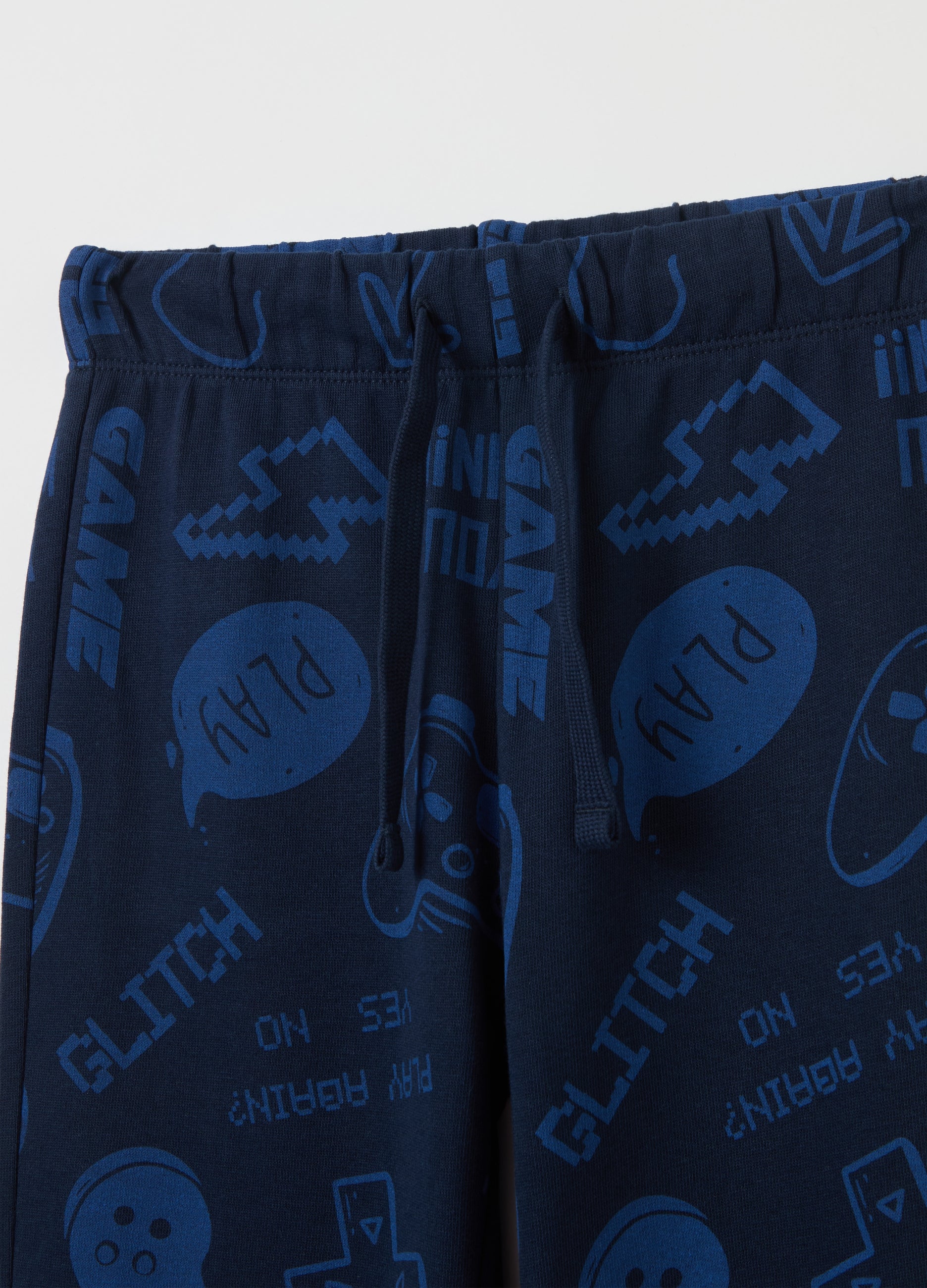 Ovs Fleece Joggers With Drawstring And Print
