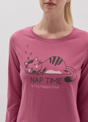 Long Pyjamas With Kitten Print