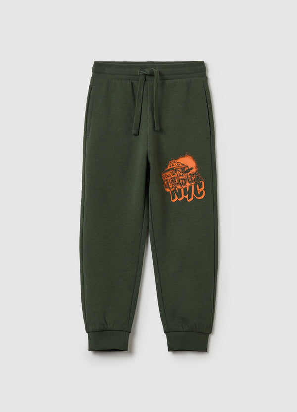 Ovs Fleece Joggers With Drawstring And Print