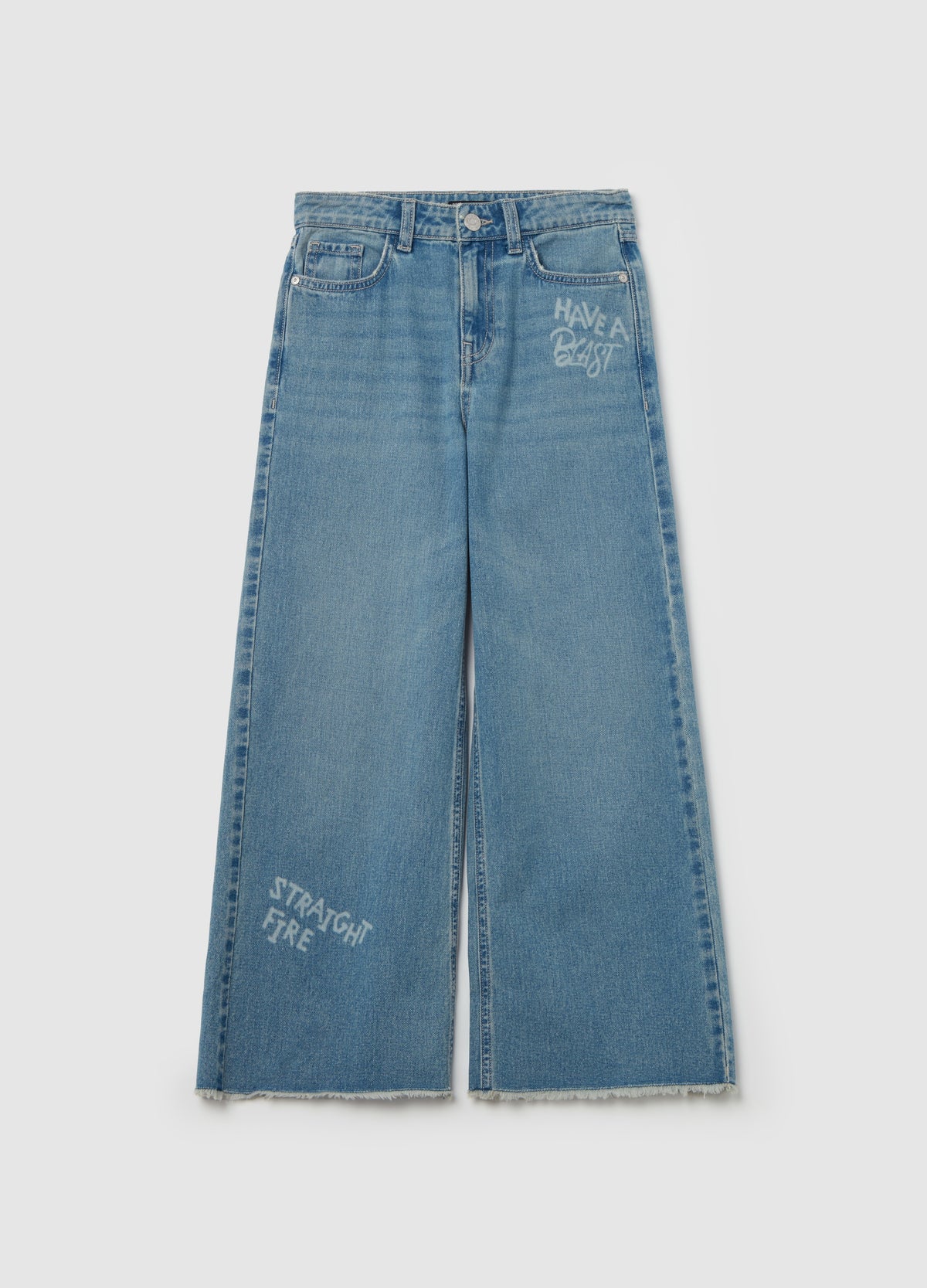 Wide-Leg Jeans With Lettering Print