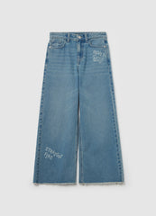 Wide-Leg Jeans With Lettering Print