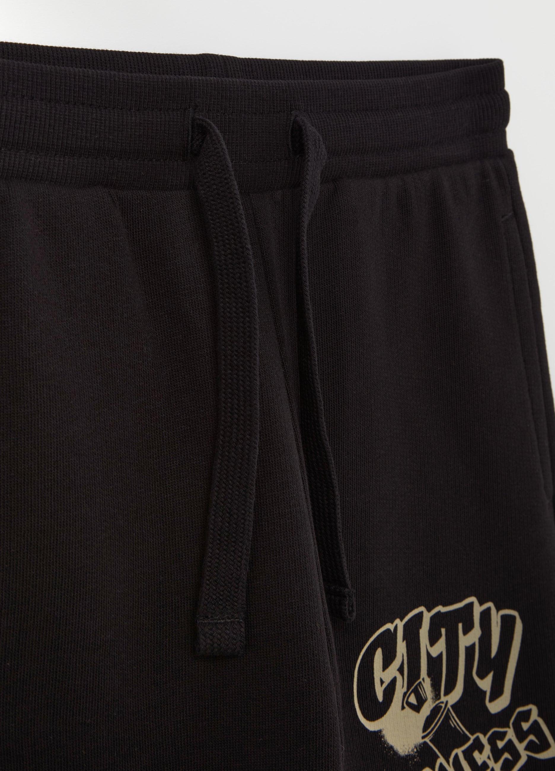 Ovs Fleece Joggers With Drawstring And Print