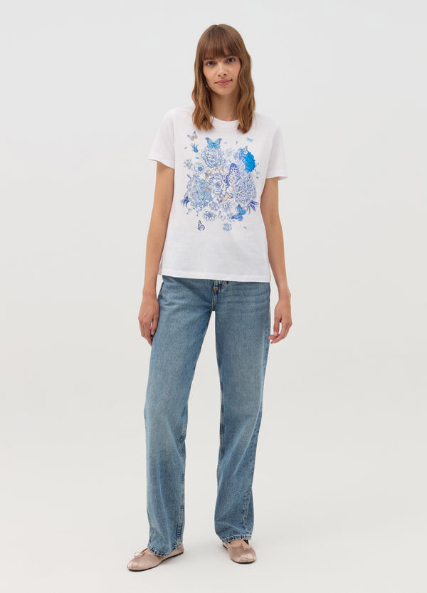 Ovs T-Shirt With Butterflies With Flowers Print