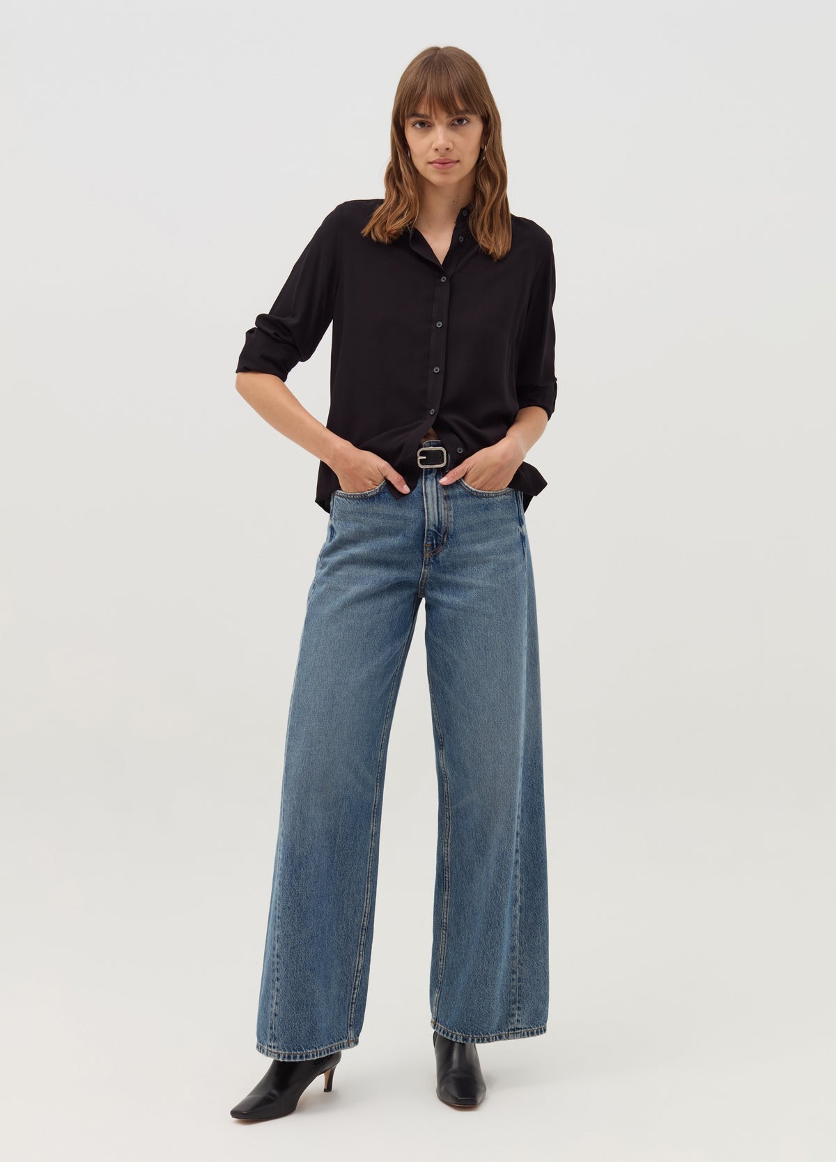 Ovs Solid Colour Viscose Shirt