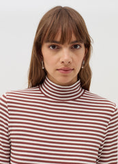 Ovs Striped T-Shirt With Mock Neck