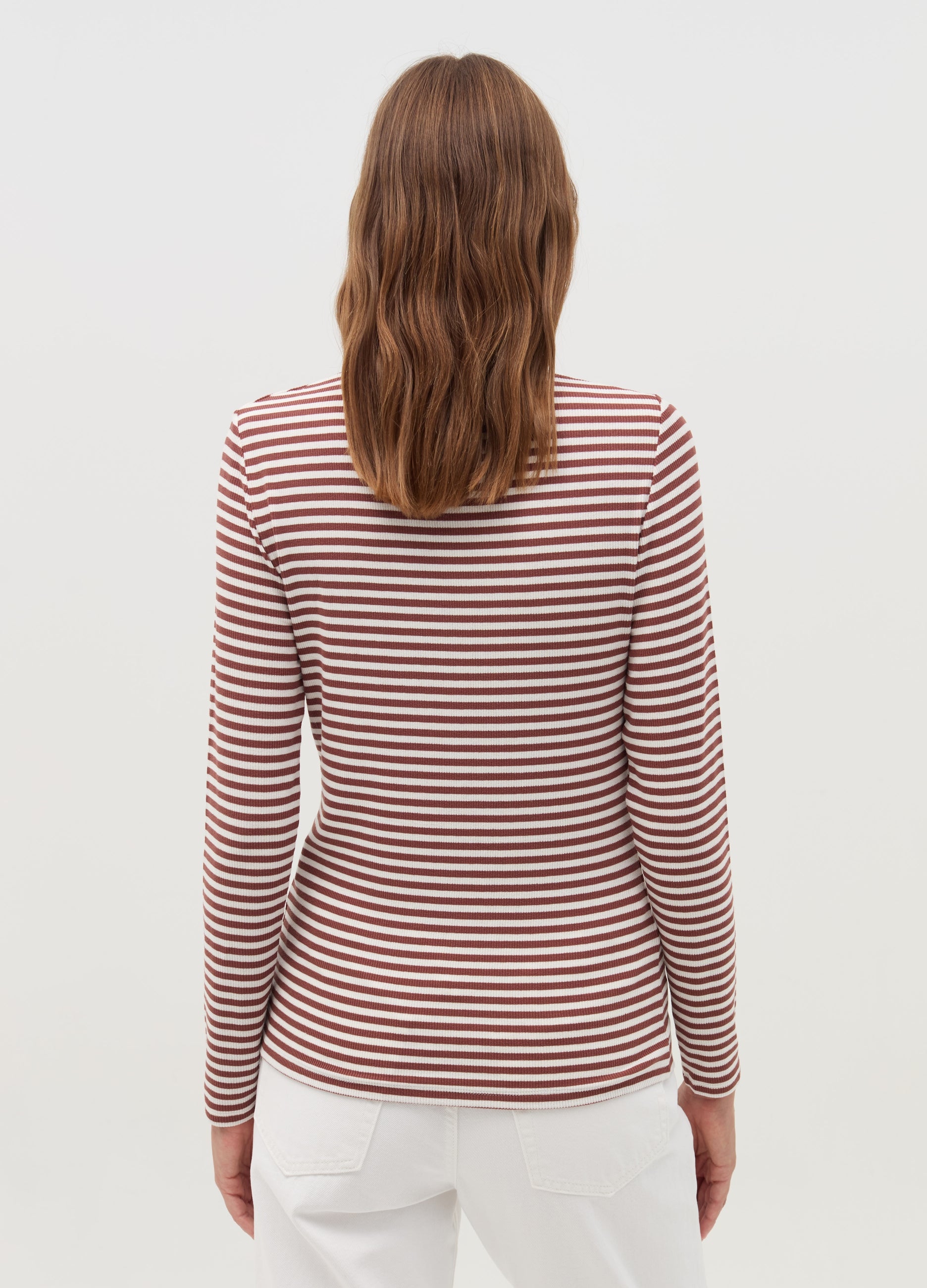 Ovs Striped T-Shirt With Mock Neck