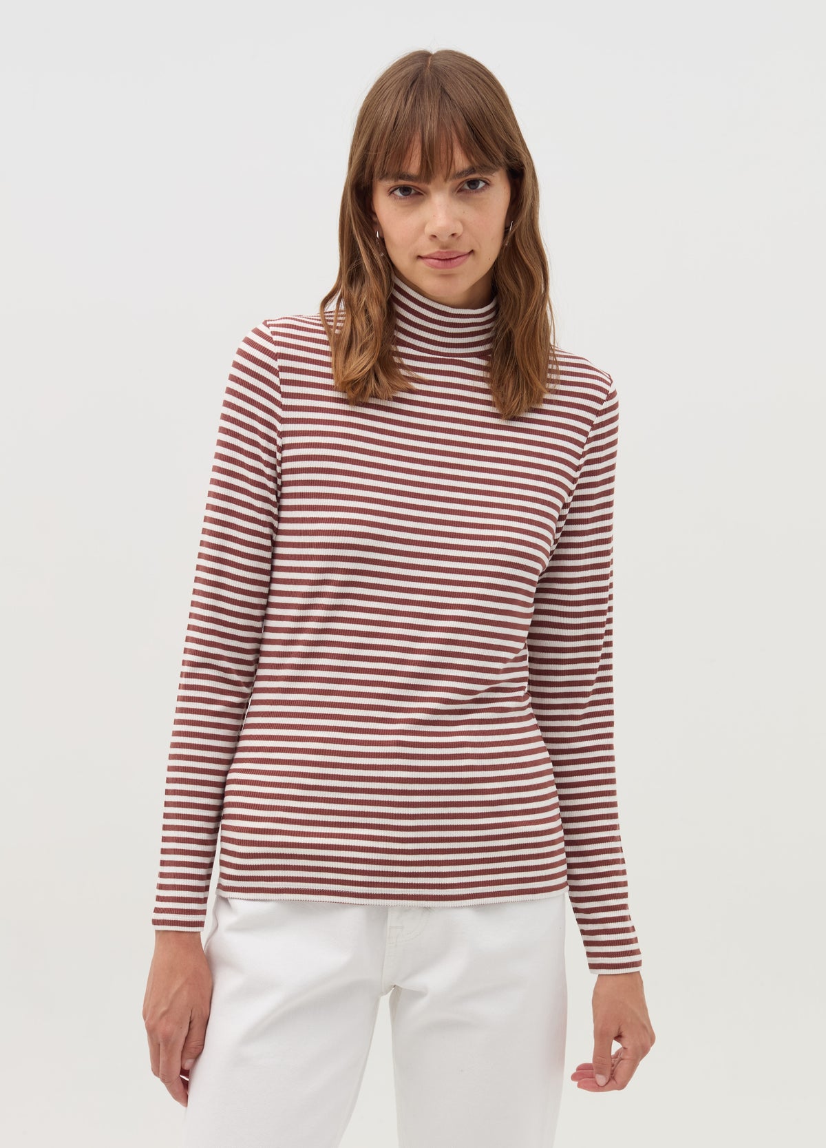 Ovs Striped T-Shirt With Mock Neck