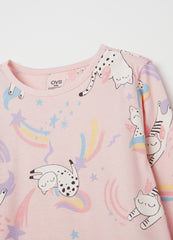 Organic Cotton Pyjamas With Unicorn Kittens Print