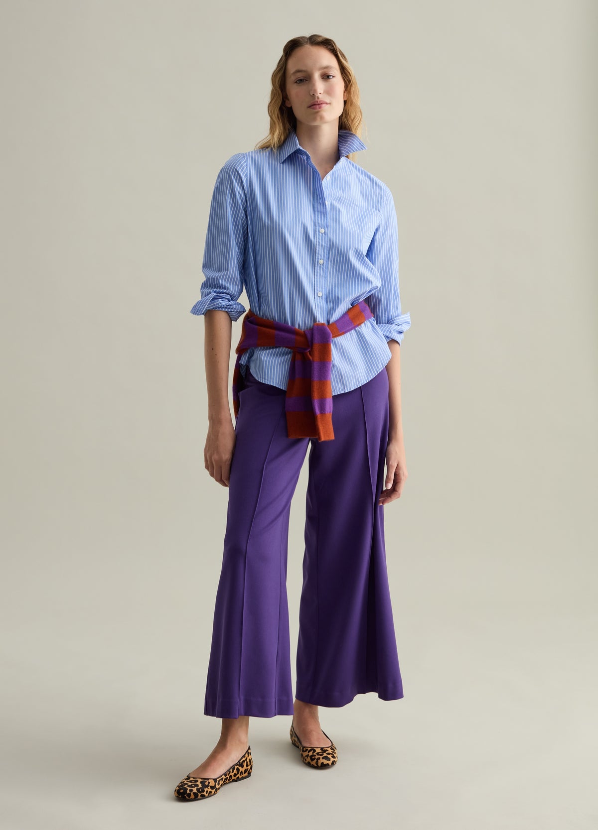Bootcut-Fit Trousers With Raised Stitching