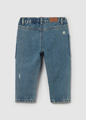 Cotton Jeans With Abrasions