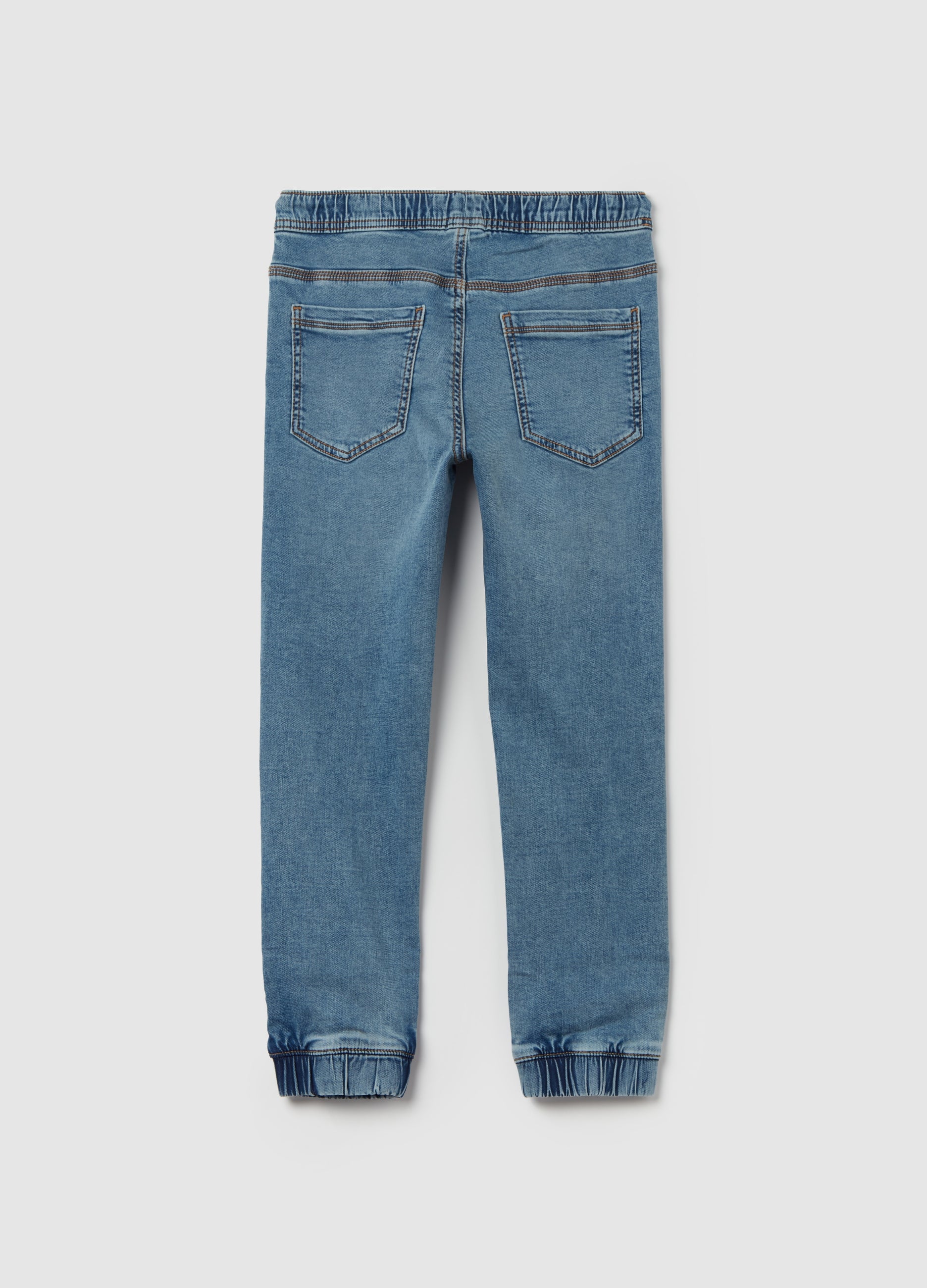 Ovs Joggers In Acid Wash French Terry Denim