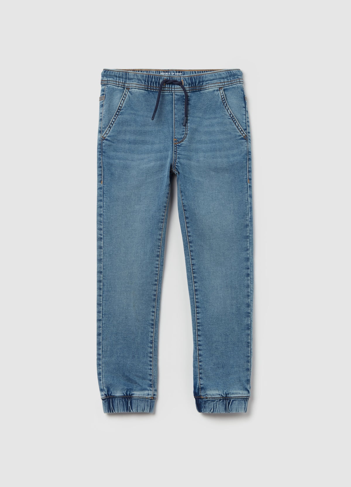 Ovs Joggers In Acid Wash French Terry Denim