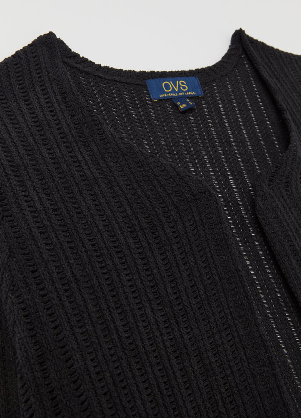 Ovs Long Open Cardigan With Openwork