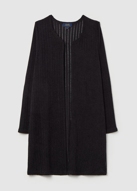 Long Open Cardigan With Openwork