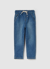 Cotton And Linen Jeans With Drawstring