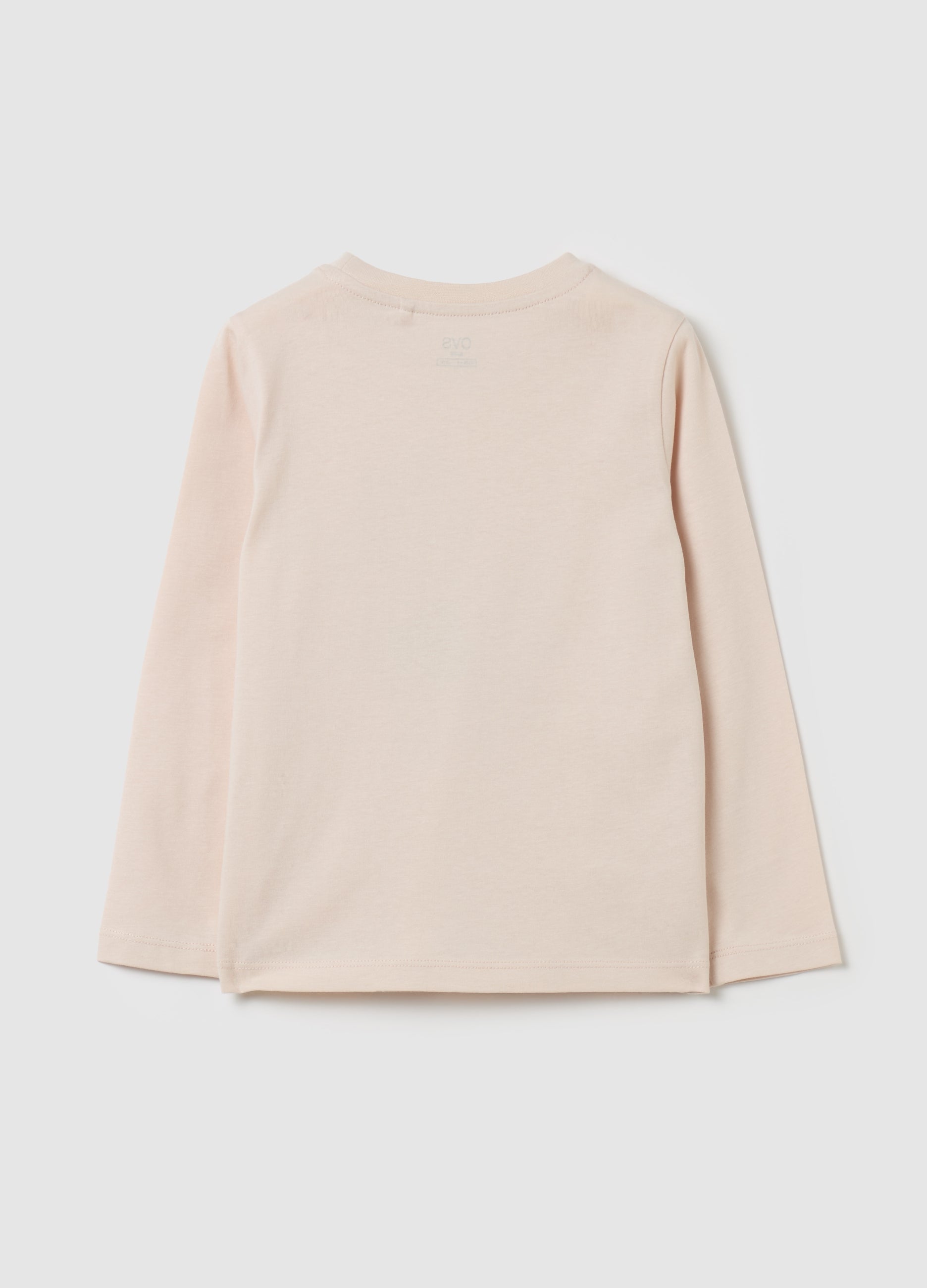 T-Shirt With Glitter Print And Long Sleeves