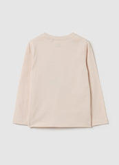 T-Shirt With Glitter Print And Long Sleeves