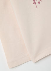 T-Shirt With Glitter Print And Long Sleeves