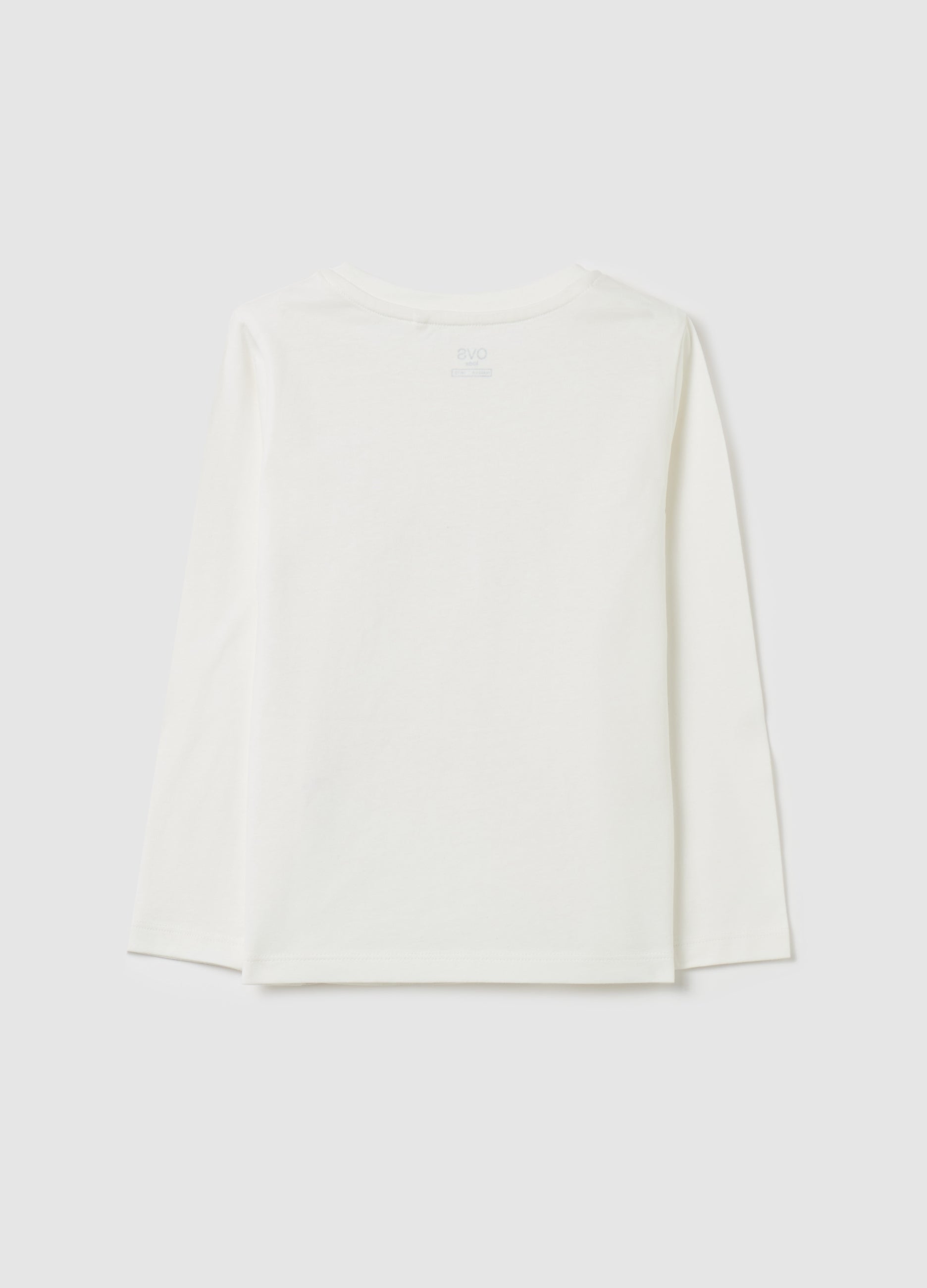 T-Shirt With Glitter Print And Long Sleeves