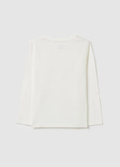 T-Shirt With Glitter Print And Long Sleeves