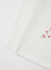 T-Shirt With Glitter Print And Long Sleeves